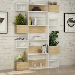 Comparateur de prix : BOBOCHIC Etagères bibliothèque huber l120xh171cm blanc et chêne clair Etag