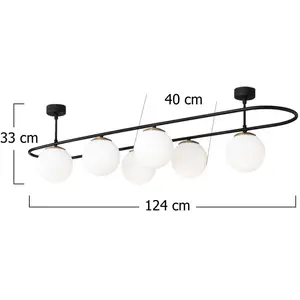 Opviq Plafonnier Abaküs 4911, noir, verre opalin, à 6 lampesVendu parluminaire