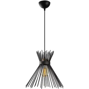 Comparateur de prix : Opviq Lustre en Fer Noir Industriel, Diamètre 34 cm, Hauteur 131 cm, Pour Salon Urbain ou Loft