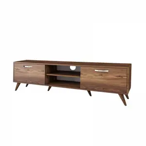 BOBOCHIC Meuble TV, 2 portes rabattables - L180 cm - Effet Bois foncé pas cher