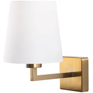 Merkloos / Sans marque Lampe murale sharifa  corps en métal, capuchon en tissu  18x24cm  ip20  or blancVendu parbazarchic