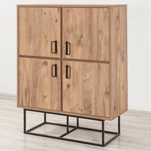 BOBOCHIC Armoire de rangement 4 portes Chêne naturel mélaminé Balko 93cm pas cher