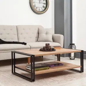 BOBOCHIC Vente-Unique Table Basse - Double Plateau - Naturel Et Noir - Kalusi pas cher