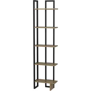 MENZZO Étagère bibliothèque d'angle Haesitavit 180cm Bois Chêne et Métal Noir TUVendu parconforama