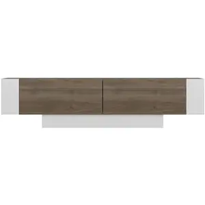 MENZZO Meuble TV contemporain 150cm avec étagères Meniscos Bois et Blanc pas cher