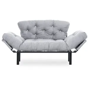 Canapé-lit 2 places - EMOB - Convertible - Blanc - Gris - Quotidien pas cher