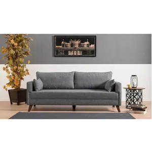 HANAH HOME Canapé convertible 3 places tissu gris Kandy 208 cm pas cher