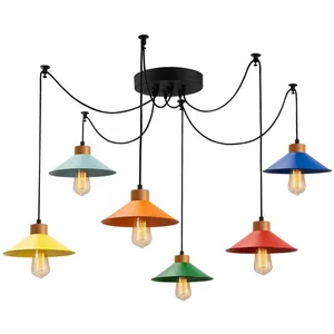 KOBO Living Plafonnier araignée 6 lampes prismol bois naturel et métal multicoloreVendu parbazarchic