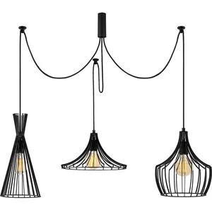 Comparateur de prix : MENZZO Cotecosy - Suspension araignée filaire 3 lampes Snaya Métal Noir
