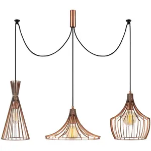 MENZZO Suspension araignée filaire 3 lampes Snaya D114cm Métal Noir et Or roseVendu parbazarchic