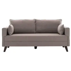 MENZZO Canape droit 2 places en tissu beige 81 x 177 x 43 cm pas cher