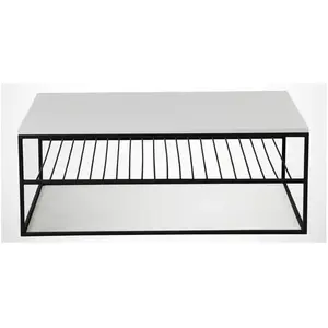 Comparateur de prix : Table basse Conah L95xP55cm Métal Noir et Bois Blanc