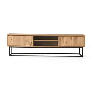 Comparateur de prix : Meuble télé BOBOCHIC KOHI - Marron - Deux niches - Pieds en métal