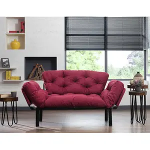 Canapé 2 Places Transformable En Lit Tissu Bordeaux Pliaz 155cm pas cher