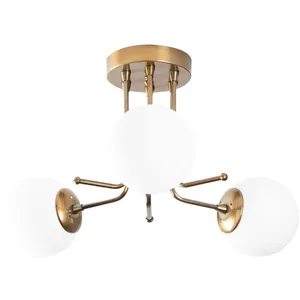 KOBO Living Suspension tiges en l 3 globes pongra verre blanc et métal or PongraVendu parbazarchic