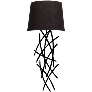 Opviq Applique murale brindilles sarton tissu et métal noir Sarton pas cher