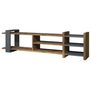 Comparateur de prix : DECORATIE - Meuble TV design Zeyna - L. 156 x H. 40 cm - Gris anthracite - Zeyna