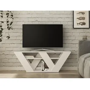 Meuble télé AZIO - BOBOCHIC - Blanc - Moderne - Rangements - Fonctionnel pas cher