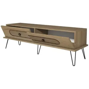 MENZZO Meuble TV Dover L145cm Bois foncé et Chêne clair TU pas cher