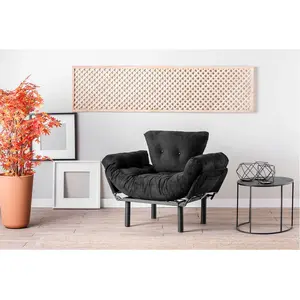 Fauteuil convertible - MENZZO - Tresa - Tissu Noir - 1 place - Design ContemporainVendu parcarrefour