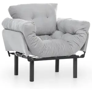 MENZZO Cotecosy - Fauteuil avec accoudoirs mobiles Tresa Velours Gris clair pas cher