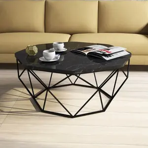 Hanah Home Table basse en métal plateau imitation marbre Diamond pas cher
