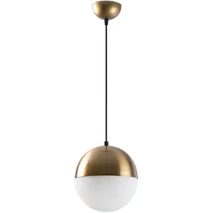 Comparateur de prix : KOBO Living Ozaia - Suspension 1 lampe Kayla Verre Blanc et Métal Or antique