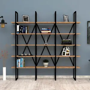 MULTIMARQUES Tagère bibliothèque style industriel Axonda L160cm Métal Noir et Bois clairVendu parcarrefour