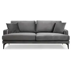 Canapé 3 places - MENZZO - Narchis - Tissu Gris - Style Classique - Confort Moelleux pas cher