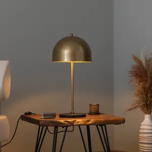Opviq Lampe à poser Can NT-134, or, abat-jour semi-circulaire pas cher