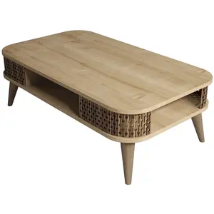 MENZZO Table basse Chanez L105xH34,6cm Bois Marron et Chêne clair TU pas cher