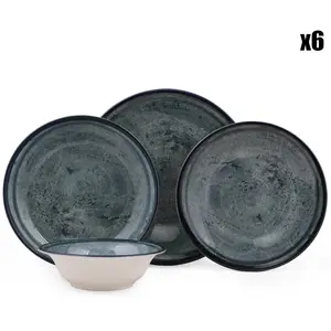 Service De Table En Nano Porcelaine Marble 24 Pièces pas cher
