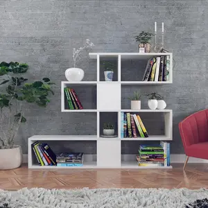 Homitis - Bibliothèque karlin blanche - 120x109x20 cm T.U pas cher