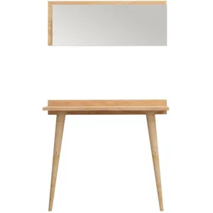 MENZZO Console classique style scandinave avec miroir Osebo Bois Blanc et Chêne clair pas cher