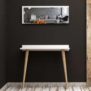 MENZZO Console avec miroir style scandinave Osebo Bois Blanc et Chêne clair pas cher