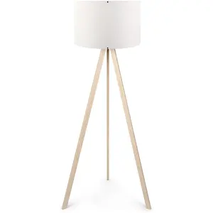 Comparateur de prix : Lampadaire - MENZZO - Tympanum - Trépied - Bois Blanc - 140 cm - E27