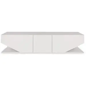 MENZZO Meuble TV Trapezium Bois Blanc pas cher
