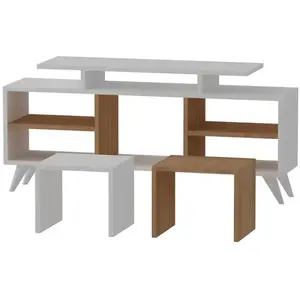 Hanah Home Meuble TV et 2 tables gigognes Tango Blanc et Chêne pas cher