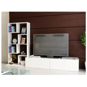 MENZZO Ensemble meuble TV et bibliothèque Radulf Blanc pas cher