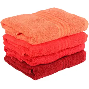 Comparateur de prix : Elizabed Ensemble de 4 serviettes de bain - 70 x 140 cm - Orange