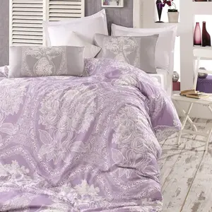 Elizabed - Parure housse de couette & 2 taies Madam Lili lilas 240x220... pas cher