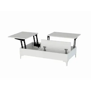 BOBOCHIC Table basse avec rangement Toffee 69,2x121cm Bois Blanc et Métal Chrome pas cher