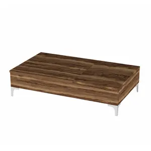 BOBOCHIC Table basse avec rangement Toffee 69,2x121cm Bois Naturel et Métal Chrome TU pas cher