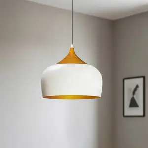 bamyum ROYALTECH Suspension Qwen, blanc/doré, métal, Ø 30 cm