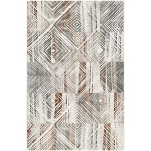 Esprit Tapis design original tons de gris et brique 120x170 pas cher