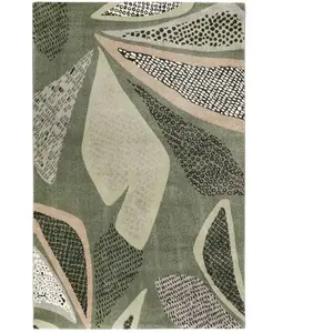 Esprit Tapis design motif végétal fond vert sauge 200x290 pas cher