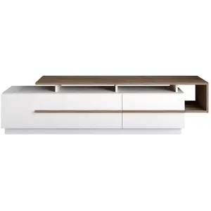 Drawer Meuble TV design bicolore 180cm Sissoko Blanc et Bois foncé pas cher