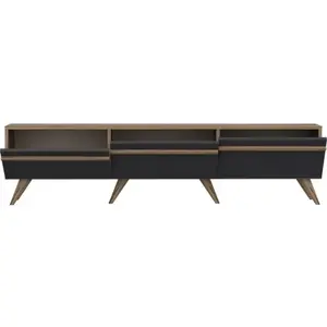 CALICOSY Meuble TV 3 portes gris anthracite - L180 cm - 180 cm X 35 cm X 42 cm - AMSTERDAM pas cher