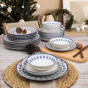 MENZZO Set vaisselle service dîner 24 pièces Murrina Frise 100% Porcel...Vendu parkaufland