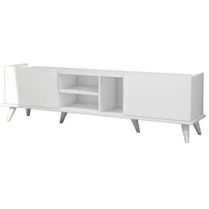 MENZZO Meuble TV 2 portes et 3 compartiment Bergerat 180cm Blanc TU pas cher